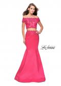 Picture of: Mikado Two Piece Prom Dress with Lace and Beading in Hot Pink, Style: 25583, Main Picture