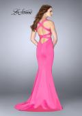 Picture of: Neoprene Dress with Side Cut Outs and Mermaid Skirt in Hot Pink, Style: 24711, Back Picture