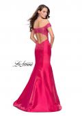 Picture of: Off The Shoulder Mikado Mermaid Gown with Lace in Hot Pink, Style: 26001, Back Picture