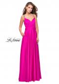 Picture of: Satin A-line Prom Dress with Beading and an Open Back in Hot Pink, Style: 25611, Detail Picture 2