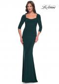 Picture of: Long Jersey Evening Dress with Square Neckline and Sleeves in Hunter Green, Style: 30883, Main Picture