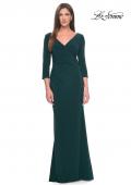 Picture of: Long Evening Dress with Wrap Style Neckline in Hunter Green, Style: 31020, Main Picture