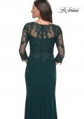 Picture of: Lace and Net Jersey Gown with Illusion Sleeves in Cocoa, Style: 30384, Detail Picture 10