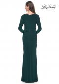 Picture of: Long Jersey Evening Dress with Draped Neckline in Hunter Green, Style: 30813, Back Picture