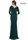 Picture of: Long Jersey Evening Dress with Square Neckline and Sleeves in Hunter Green, Style: 30883, Back Picture