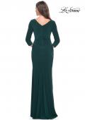 Picture of: Long Evening Dress with Wrap Style Neckline in Hunter Green, Style: 31020, Back Picture
