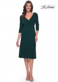 Picture of: Chic Tea Length Jersey Dress with Ruching in Hunter Green, Style: 30069, Detail Picture 1