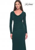 Picture of: Long Jersey Evening Dress with Draped Neckline in Hunter Green, Style: 30813, Detail Picture 3