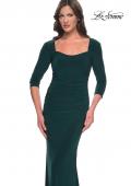 Picture of: Long Jersey Evening Dress with Square Neckline and Sleeves in Hunter Green, Style: 30883, Detail Picture 3