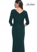 Picture of: Long Jersey Evening Dress with Square Neckline and Sleeves in Hunter Green, Style: 30883, Detail Picture 4