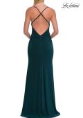 Picture of: Cowl Neck Jersey Gown with Open Back and High Slit in Hunter Green, Style: 33299, Detail Picture 14