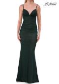 Picture of: Lace Fitted Gown with Ruched Bodice and Sheer Back in Hunter Green, Style: 33443, Detail Picture 18