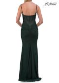 Picture of: Lace Fitted Gown with Ruched Bodice and Sheer Back in Hunter Green, Style: 33443, Detail Picture 19