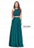 Picture of: Long Chiffon Two Piece Prom Dress with Metallic Beading in Hunter Green, Style: 26002, Main Picture