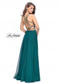 Picture of: Long Chiffon Two Piece Prom Dress with Metallic Beading in Hunter Green, Style: 26002, Back Picture