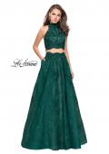 Picture of: Long Lace A-line Two Piece Prom Dress with Cut Outs in Hunter Green, Style: 26103, Detail Picture 1