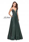Picture of: Satin A-line Gown with Deep V Sweetheart Neckline in Hunter Green, Style: 25670, Detail Picture 2