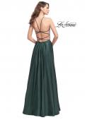 Picture of: Satin A-line Gown with Deep V Sweetheart Neckline in Hunter Green, Style: 25670, Detail Picture 3