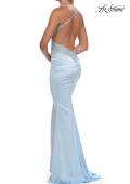 Picture of: Satin and Lace Prom Dress with Side Cutouts and Open Back in Ice Blue, Style: 33651, Detail Picture 14
