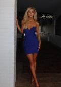 Picture of: Short Lace Strapless Dress with Sweetheart Neckline in Indigo, Style: 33927, Detail Picture 3