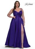 Picture of: Simple A-line Mikado Plus Dress with Slit in Indigo , Style: 33075, Main Picture