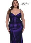Picture of: Metallic Plus Size Prom Dress with Flattering Ruching in Indigo , Style: 33020, Detail Picture 9