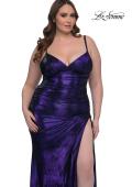 Picture of: Metallic Plus Size Prom Dress with Flattering Ruching in Indigo , Style: 33020, Detail Picture 11