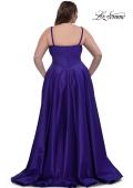 Picture of: Simple A-line Mikado Plus Dress with Slit in Indigo , Style: 33075, Back Picture