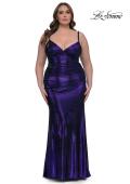 Picture of: Metallic Plus Size Prom Dress with Flattering Ruching in Indigo , Style: 33020, Detail Picture 1