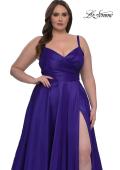 Picture of: Simple A-line Mikado Plus Dress with Slit in Indigo , Style: 33075, Detail Picture 5