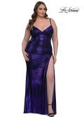 Picture of: Metallic Plus Size Prom Dress with Flattering Ruching in Indigo , Style: 33020, Detail Picture 7