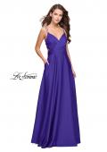 Picture of: Satin A-line Prom Dress with Beading and an Open Back in Indigo, Style: 25611, Main Picture