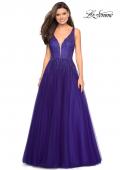 Picture of: A-Line Prom Dress with Rhinestones and Deep V Back in Indigo, Style: 27688, Main Picture