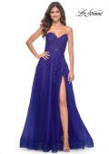 Picture of: Sweetheart Tulle Strapless Gown with Lace Applique in Indigo, Style: 32304, Main Picture