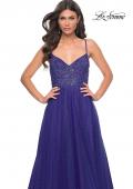 Picture of: Beautiful Rhinestone Beaded Illusion Top Tulle Prom Dress in Blue, Style: 32020, Detail Picture 8