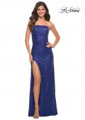 Picture of: Strapless Ruched Sequin Gown in Gorgeous Colors in Indigo, Detail Picture 9