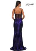 Picture of: Mermaid Metallic Jersey Dress with Draped Neckline in Indigo, Style: 32897, Detail Picture 10
