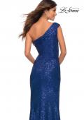 Picture of: One Shoulder Gown in Elegant Soft Sequin Fabric in Indigo, Detail Picture 11