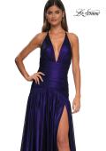 Picture of: Beautiful Long Metallic Net Jersey Gown with Flattering Ruching in Indigo, Style: 32887, Detail Picture 14