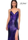 Picture of: Fitted Metallic Jersey Prom Dress with Corset Style Top in Indigo , Style 32877, Detail Picture 15