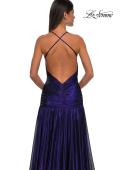 Picture of: Beautiful Long Metallic Net Jersey Gown with Flattering Ruching in Indigo, Style: 32887, Detail Picture 15