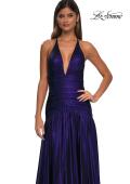 Picture of: Beautiful Long Metallic Net Jersey Gown with Flattering Ruching in Indigo, Style: 32887, Detail Picture 16