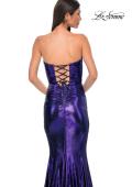 Picture of: Mermaid Metallic Prom Dress with Sweetheart Strapless Top in Indigo , Style 32995, Detail Picture 16