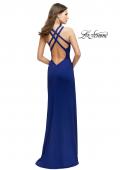 Picture of: High Neck Prom Dress with Halter Double Strap Detail in Indigo, Style: 25883, Back Picture