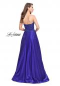 Picture of: Long Strapless Mikado Ball Gown with Beading in Indigo, Style: 26104, Back Picture