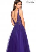 Picture of: A-Line Prom Dress with Rhinestones and Deep V Back in Indigo, Style: 27688, Back Picture