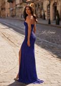 Picture of: Rhinestones Embellished Net Jersey Long Dress in Indigo , Style 32583, Back Picture