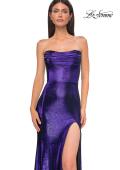 Picture of: Strapless Draped Neckline Prom Dress in Metallic Jersey in Indigo , Style 32828, Detail Picture 18