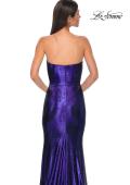 Picture of: Strapless Draped Neckline Prom Dress in Metallic Jersey in Indigo , Style 32828, Detail Picture 19