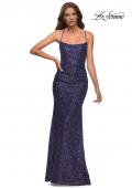 Picture of: Unique Soft Sequin Dress with Lace Up Back in Blue, Style: 30433, Detail Picture 1